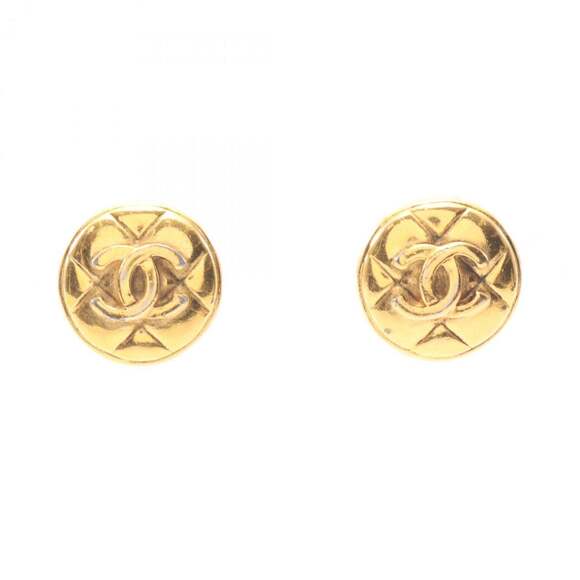CHANEL Authentic Gold Logo Earrings